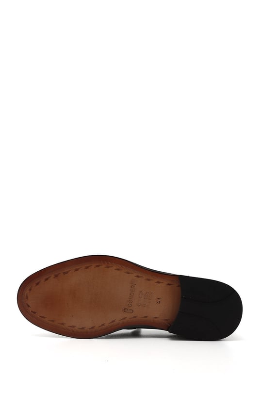 Men's Black Leather Loafer Shoes with a Leather Sole