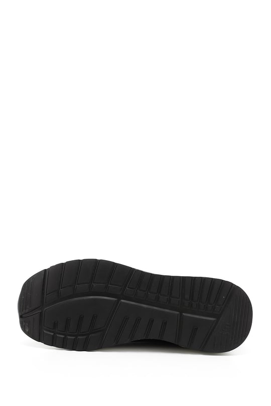 Erkek Siyah Likralı Lastik Bağcıklı Hakiki Deri Comfort Sneaker