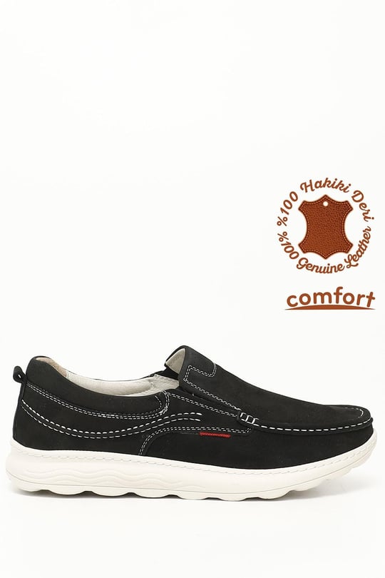 Erkek Siyah Nubuk Hakiki Deri Comfort Ayakkabı