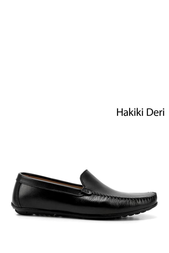 Erkek Siyah Rok Hakiki Deri Loafer Ayakkabı