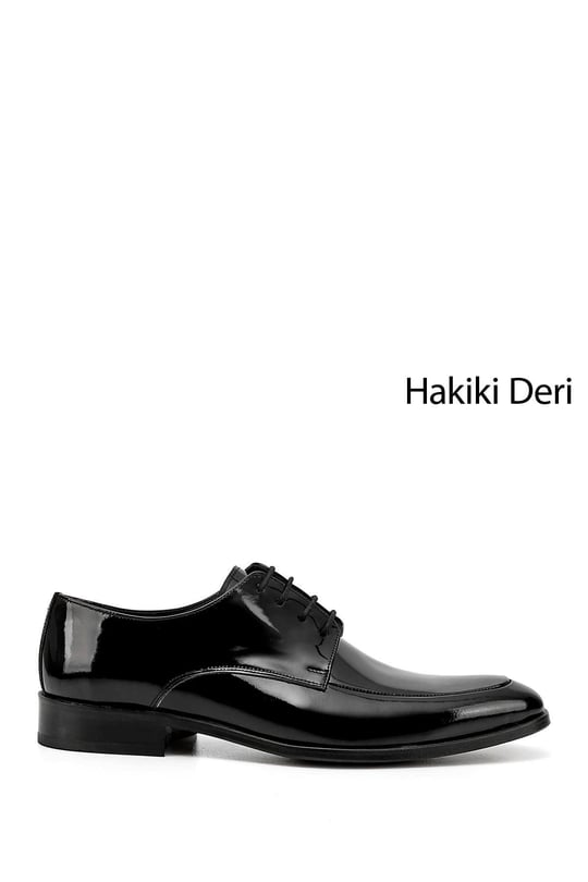 Men's Black Patent Leather Laced Leather Sole Genuine Leather Classic Shoes