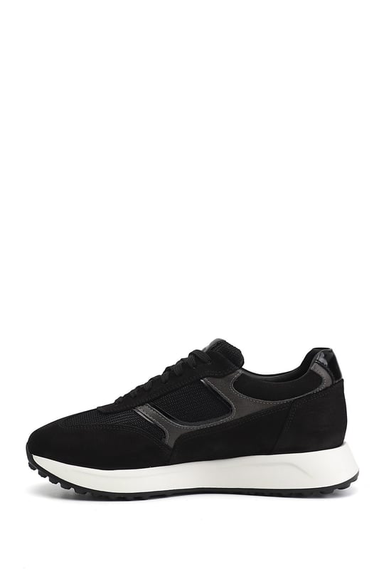Erkek Siyah Süet Bağcıklı Hakiki Deri Sneaker