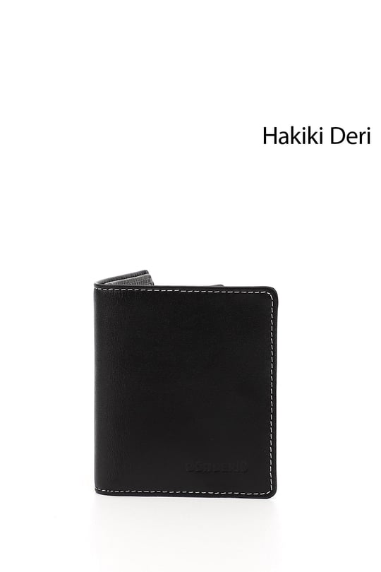 Erkek Siyaha Antrasit Hakiki Deri Dikey Cüzdan
