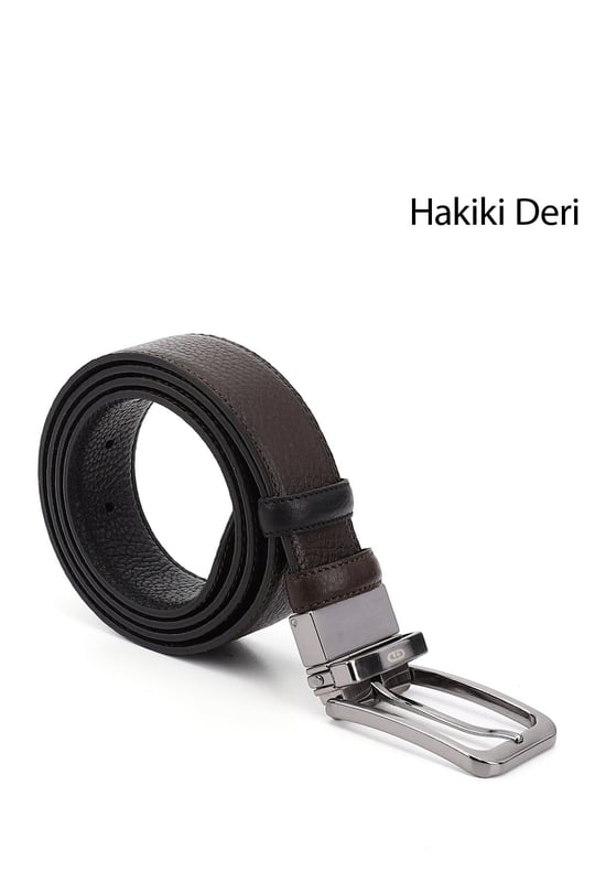 Erkek Siyaha Kahve Hakiki Deri 3,5 Cm Çift Taraflı Klasik Kemer