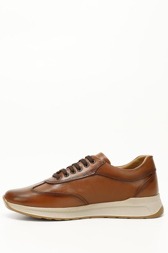 Erkek Taba Antik Bağcıklı Hakiki Deri Comfort Sneaker