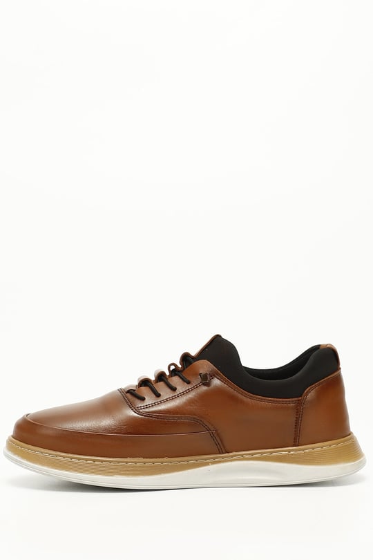 Men's Tan Antique Laced Genuine Leather Comfort Shoes