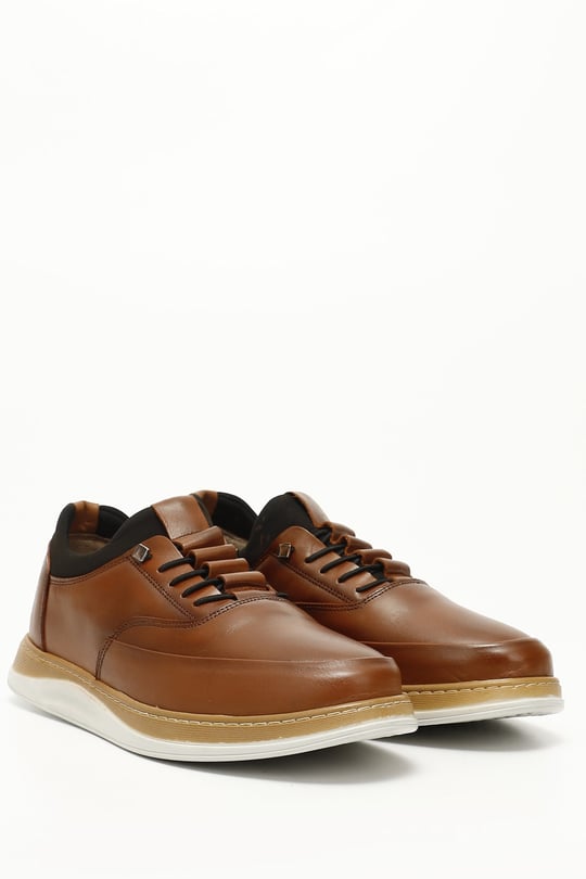Men's Tan Antique Laced Genuine Leather Comfort Shoes