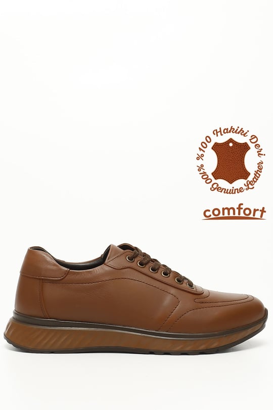 Men's Tan Antique Laced Gel Insole Genuine Leather Sneakers