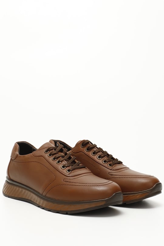 Men's Tan Antique Laced Gel Insole Genuine Leather Sneakers