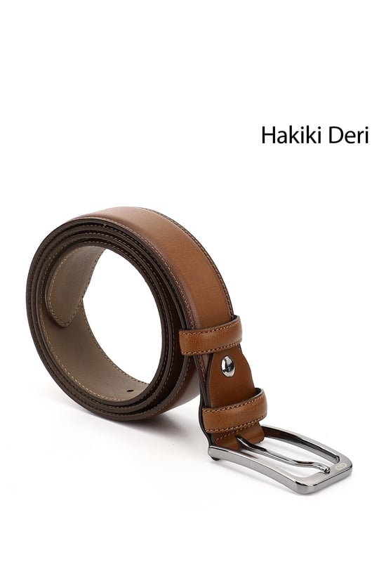 Erkek Taba Antik Hakiki Deri 3,5 Cm Klasik Kemer