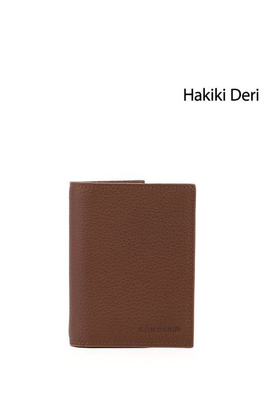 Erkek Taba Floter Hakiki Deri Dikey Cüzdan