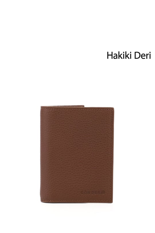 Erkek Taba Floter Hakiki Deri Dikey Cüzdan