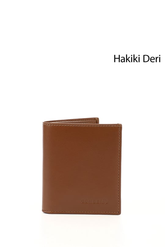 Erkek Taba Hakiki Deri Dikey Cüzdan