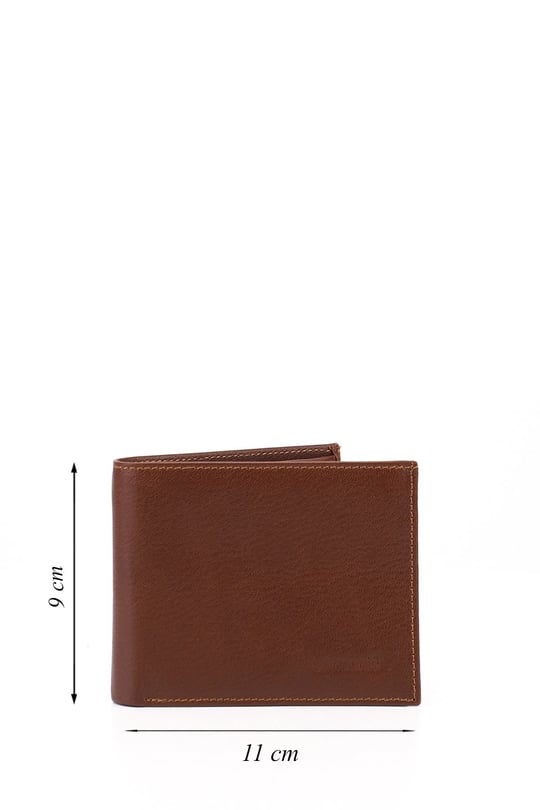 Men's Tan Genuine Leather Horizontal Wallet
