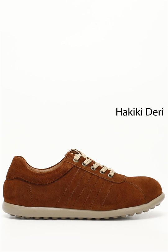 Erkek Taba Süet Bağcıklı Hakiki Deri Comfort Sneaker
