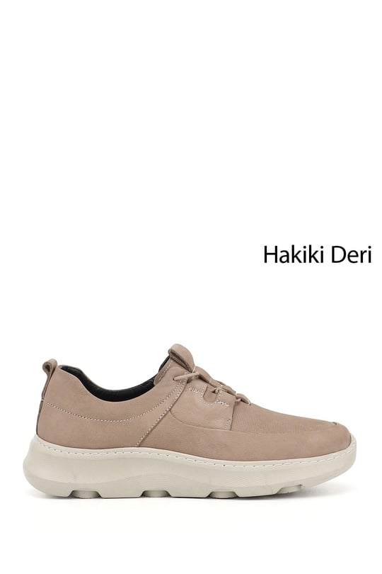 Erkek Vizon Nubuk Bağcıklı Hakiki Deri Comfort Ayakkabı
