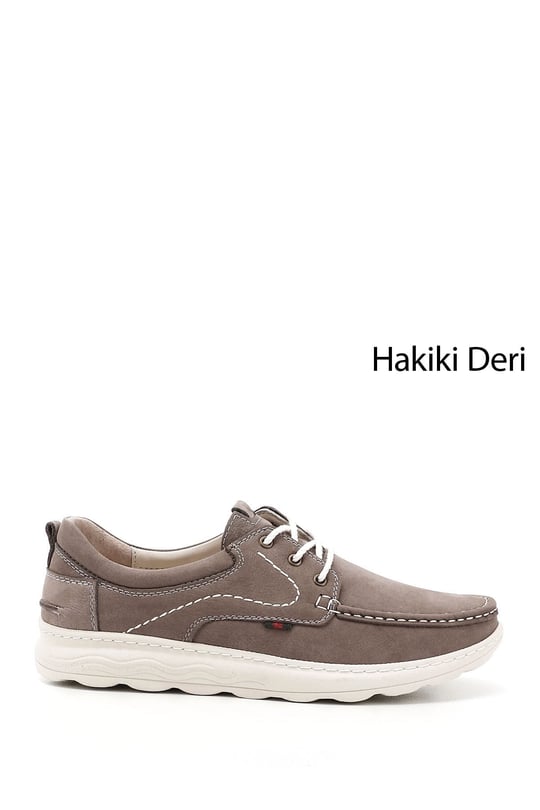 Erkek Vizon Nubuk Bağcıklı Hakiki Deri Comfort Ayakkabı