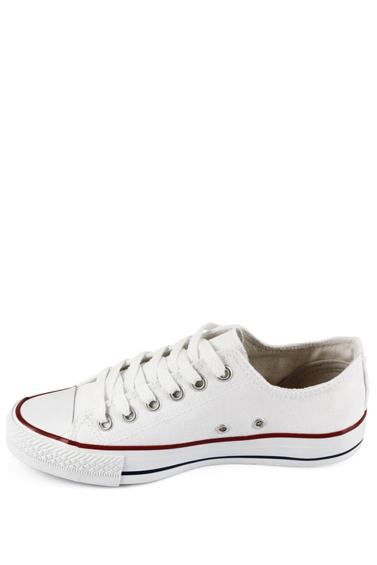 Gön Bağcıklı Kadın Keten Günlük Spor Düz Taban Sneaker 35222