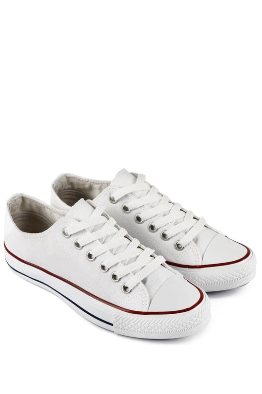 Gön Bağcıklı Kadın Keten Günlük Spor Düz Taban Sneaker 35222