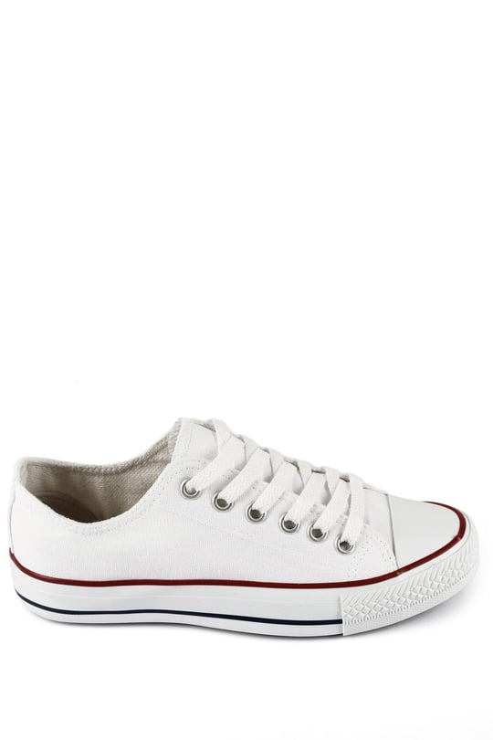 Gön Bağcıklı Kadın Keten Günlük Spor Düz Taban Sneaker 35222