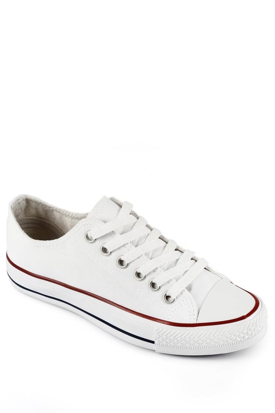 Gön Bağcıklı Kadın Keten Günlük Spor Düz Taban Sneaker 35222