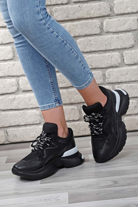 Gön Dolgu Taban Bağcıklı Spor Kadın Sneaker 37116