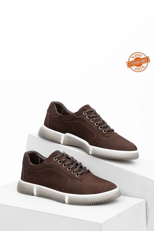 Gön Hakiki Deri Bağcıklı Jel Tabanlıklı Erkek Günlük Sneaker 01125