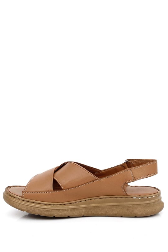 Gön Hakiki Deri Dolgu Taban Kadın Sandalet 45490