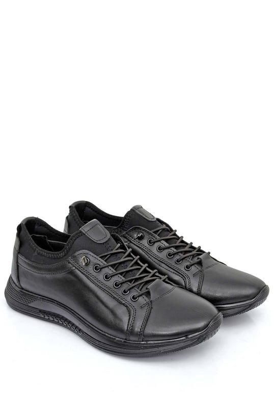 Gön Hakiki Deri Kauçuk Taban Bağcıklı Lastikli Günlük Erkek Sneaker 11012