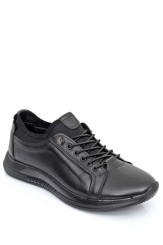 Gön Hakiki Deri Kauçuk Taban Bağcıklı Lastikli Günlük Erkek Sneaker 11012