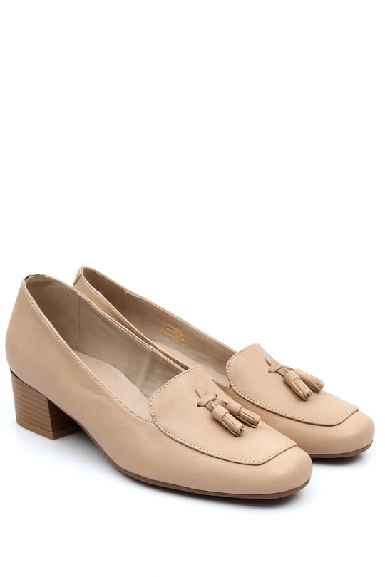 GÖNDERİ(R)  Genuine  Leather Blunt nose Short Thick Heels Tassels Women Shoes 13313