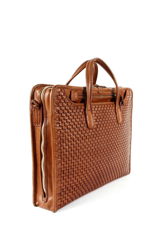 GÖN Genuine Leather Knit Handwork Women's and Men's Briefcase  B2037
