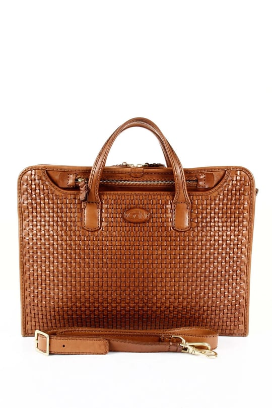 GÖN Genuine Leather Knit Handwork Women's and Men's Briefcase  B2037