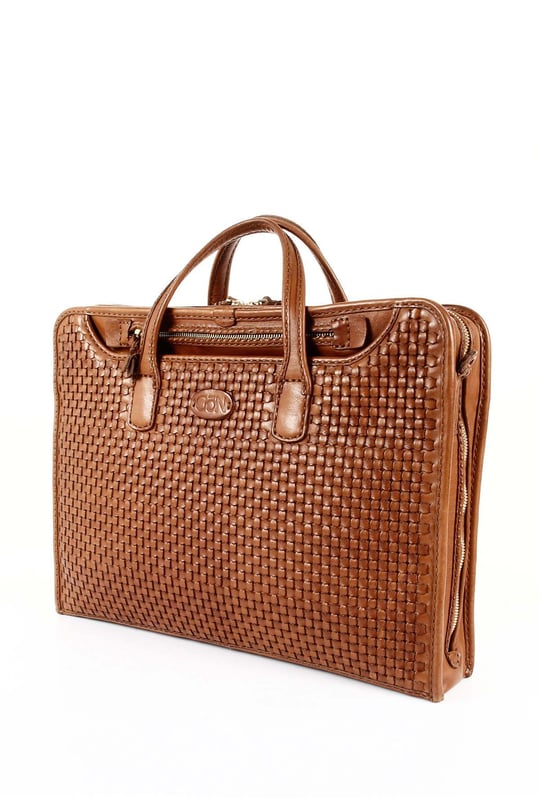 GÖN Genuine Leather Knit Handwork Women's and Men's Briefcase  B2037