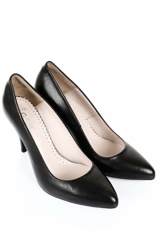 Gön Hakiki Deri Sivri Burun İnce Topuklu Stiletto Kadın Ayakkabı 13454