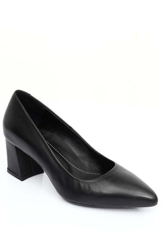 Gon Genuine Leather Pointed Toe Thick High Heeled Stiletto Women's Shoes  24013