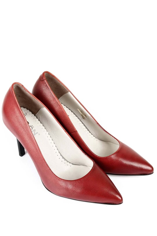 Gön Hakiki Deri Sivri Burun Yüksek İnce Topuklu Stiletto Kadın Ayakkabı 24127