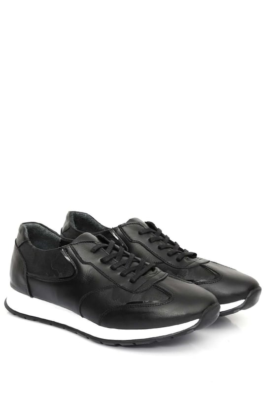 Gön Hakiki Deri Yuvarlak Burun Bağcıklı Günlük Erkek Sneaker 01009