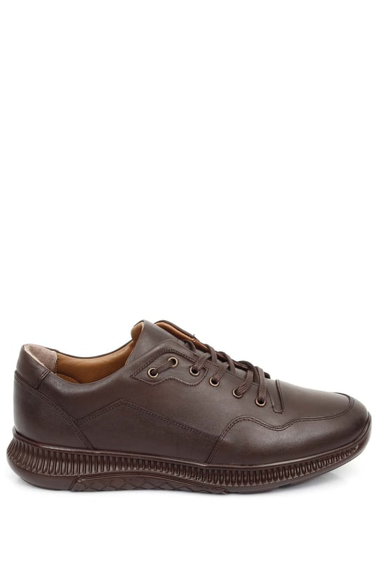 Gön Hakiki Deri Yuvarlak Burun Bağcıklı Günlük Erkek Sneaker 01371