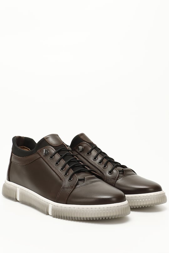 Gön Hakiki Deri Yuvarlak Burun Bağcıklı Günlük Erkek Sneaker 01388