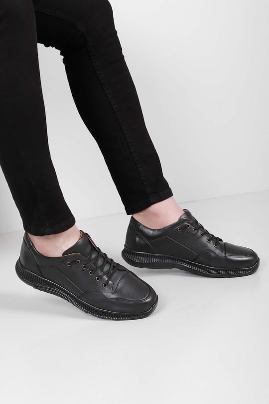 Gön Hakiki Deri Yuvarlak Burun Bağcıklı Günlük Erkek Sneaker 01371