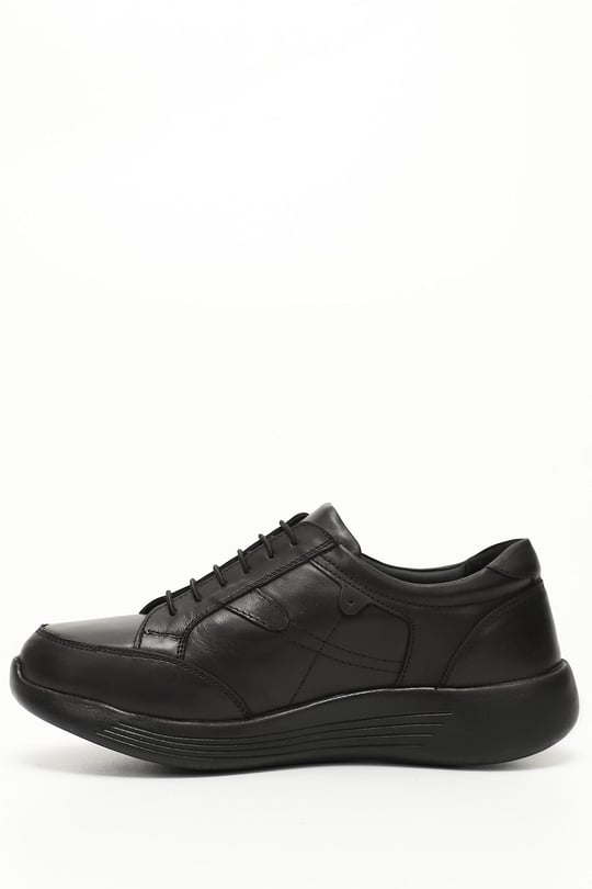 Gön Genuine Leather Round Toe Padded Sole Lace-Up Women's Casual Shoes 42505