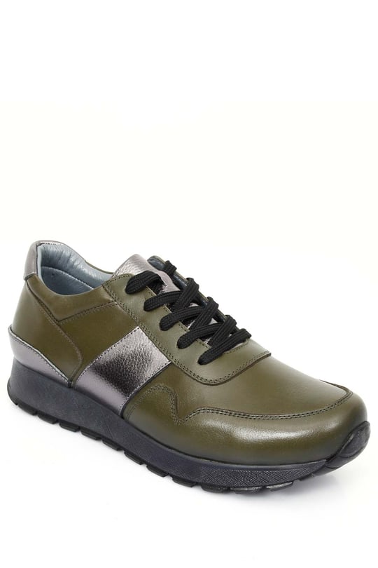 Gön Hakiki Deri Yuvarlak Burun Dolgu Taban Bağcıklı Spor Kadın Sneaker 45126