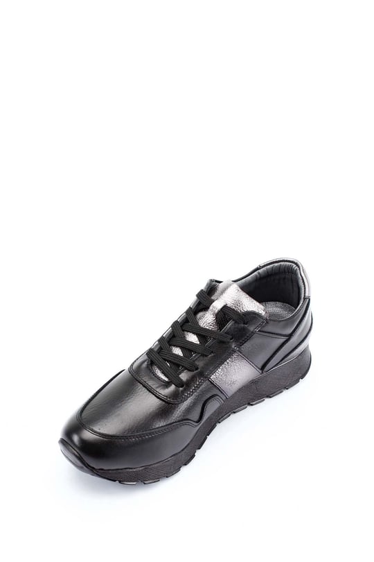 Gön Hakiki Deri Yuvarlak Burun Dolgu Taban Bağcıklı Spor Kadın Sneaker 45126