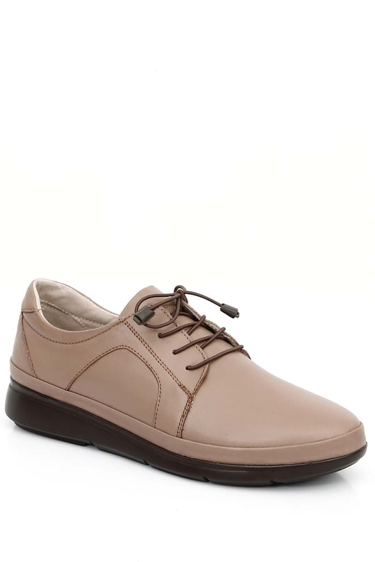 Gön Hakiki Deri Yuvarlak Burun Dolgu Taban Kadın Günlük Sneaker 77050