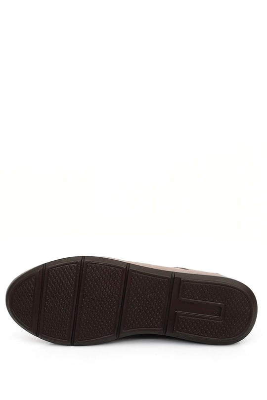 Gön Hakiki Deri Yuvarlak Burun Dolgu Taban Kadın Günlük Sneaker 77050