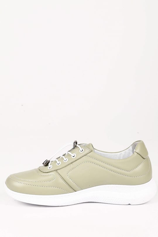Gön Hakiki Deri Yuvarlak Burun Dolgu Taban Bağcıklı  Kadın Sneaker 42320