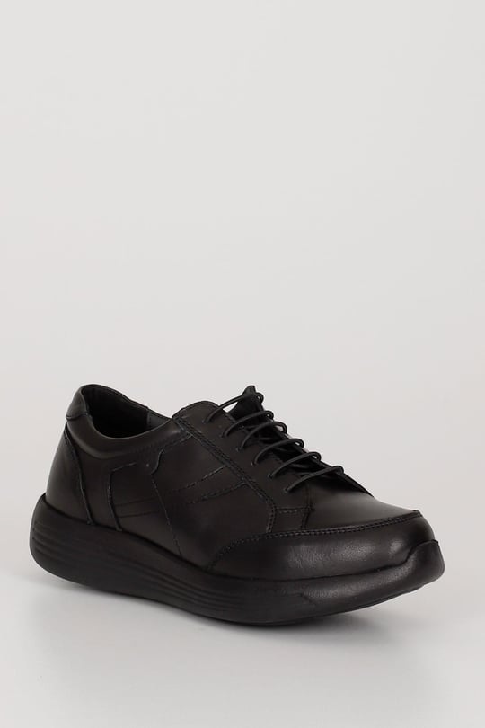 Gön Genuine Leather Round Toe Padded Sole Lace-Up Women's Casual Shoes 42505
