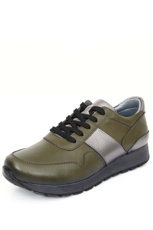 Gön Hakiki Deri Yuvarlak Burun Dolgu Taban Bağcıklı Spor Kadın Sneaker 45126