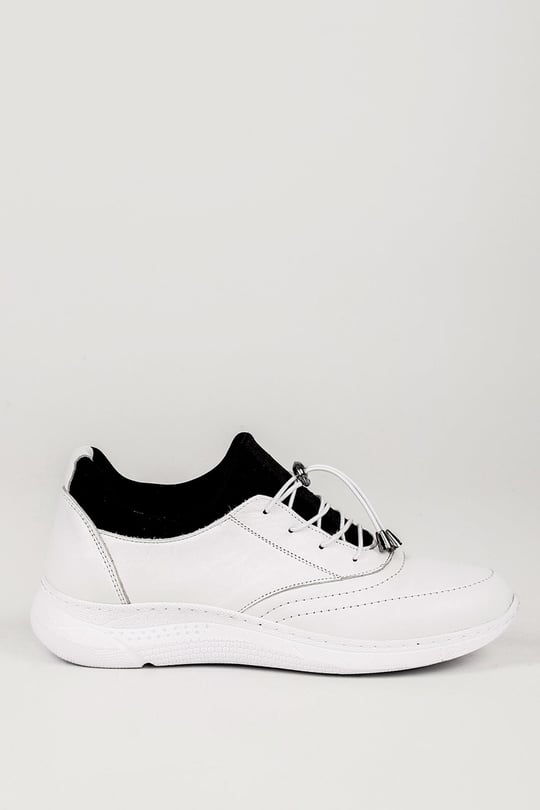 Gön Hakiki Deri Yuvarlak Burun Dolgu Taban Bağcıklı  Kadın Sneaker 42610